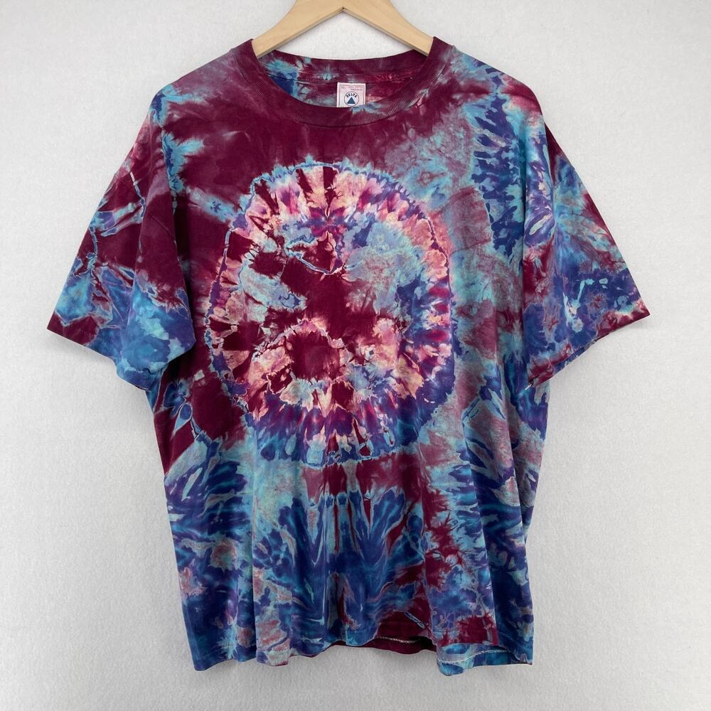 DELTA Shirt Mens XL Tie Dye Short Sleeve Single Stitch Cotton Blue USA VTG